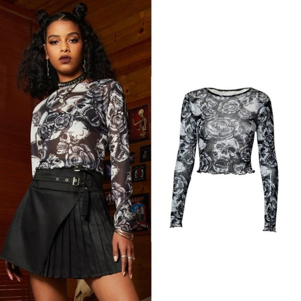 🥀 Sheer Skull Top